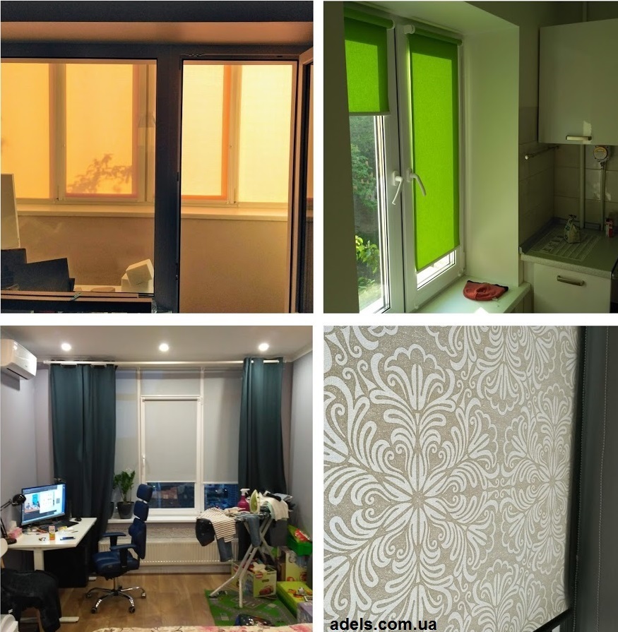 Тканевые рулонные шторы жалюзи в интерьере