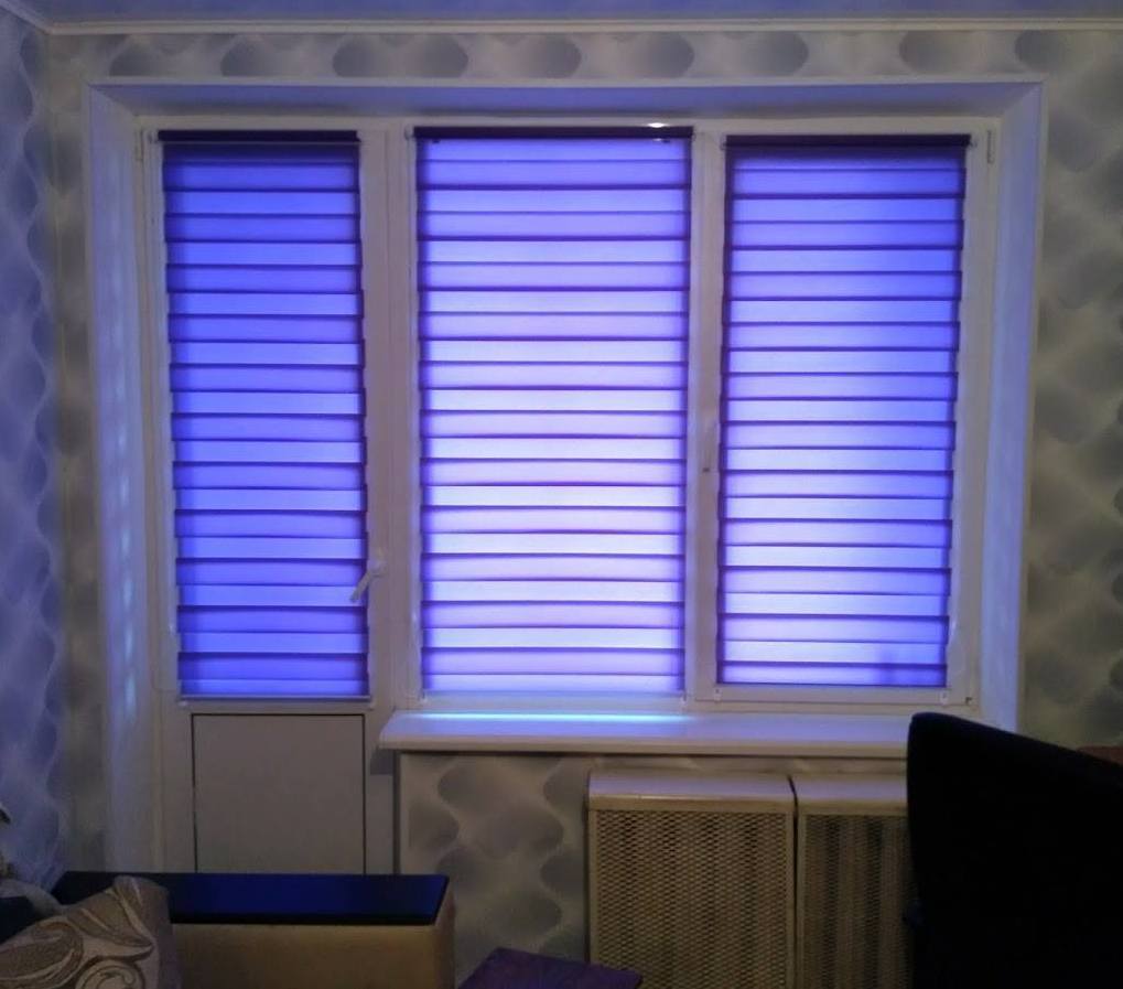 Синие жалюзи день ночь в Ирпине